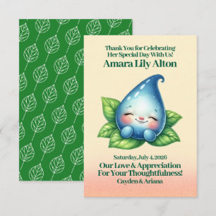 Schattige slapen Baby dauwdruppel Baby shower Bedankkaart