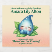 Schattige slapen Baby dauwdruppel Baby shower Sparkling Wijnetiket (Enkel label)