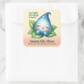 Schattige Slapen Baby Dewdrop Baby shower Welkom Vierkante Sticker (Tas)