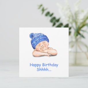 Schattige Slapen Baby Grappige Verjaardagsauto Aan