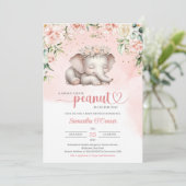 Schattige slapen baby olifant blush bloemenmeisje kaart (Staand voorkant)