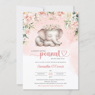 Schattige slapen baby olifant blush bloemenmeisje kaart