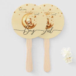 Schattige Slapen Beer Geslacht Onthullen Hand Fan Handwaaier