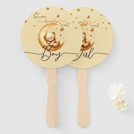 Schattige Slapen Beer Geslacht Onthullen Hand Fan Handwaaier (Voorkant en achterkant)