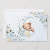 Schattige Slapen Beer Moon Blue Floral Baby shower Save The Date (Achterkant)