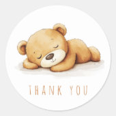 Schattige Slapen Beer Waterverf Dank u Ronde Sticker (Voorkant)