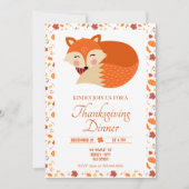 Schattige Slapen Fox Thanksgiving Diner Kaart (Voorkant)