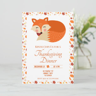 Schattige Slapen Fox Thanksgiving Diner Kaart