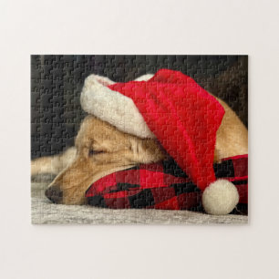 Schattige Slapen Golden Retriever Dog Christmas Legpuzzel