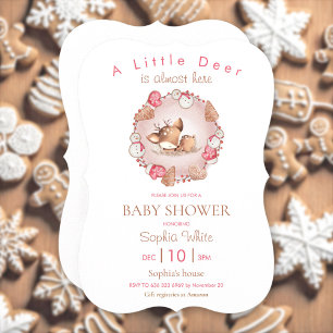 Schattige Slapen Herten Roze Kerst Baby shower Kaart