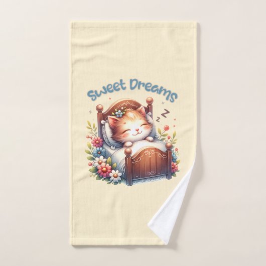Schattige slapen Kitten Sweet Dreams Kinderkamer d Handdoek (Handdoek)