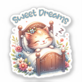 Schattige slapen Kitten Sweet Dreams Kinderkamer d Sticker