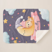Schattige Slapen Konijntje Maan Nachtlucht Sherpa Deken (Voorkant (horizontaal))