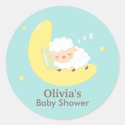 Schattige Slapen Lamb Baby shower Party Labels (Voorkant)