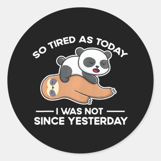 Schattige slapen-luiaard panda grappig luie moe ronde sticker (Voorkant)