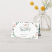 Schattige Slapen Olifant Roze Bloemen Baby shower Plaatskaartje (Voorkant)