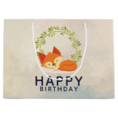 Schattige Slapen Sinaasappel Fox Happy Birthday Groot Cadeauzakje (Voorkant)