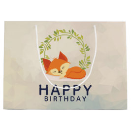 Schattige Slapen Sinaasappel Fox Happy Birthday Groot Cadeauzakje
