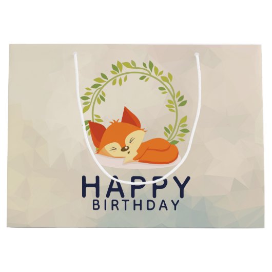 Schattige Slapen Sinaasappel Fox Happy Birthday Groot Cadeauzakje (Voorkant)