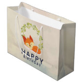 Schattige Slapen Sinaasappel Fox Happy Birthday Groot Cadeauzakje (Voorkant Gekanteld)