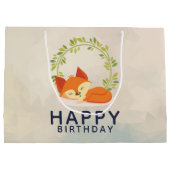 Schattige Slapen Sinaasappel Fox Happy Birthday Groot Cadeauzakje (Achterkant)