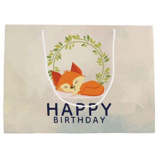 Schattige Slapen Sinaasappel Fox Happy Birthday Groot Cadeauzakje (Achterkant)