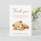 Schattige slapen Teddy Bear Baby shower Bedankt (Staand voorkant)