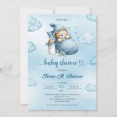 Schattige slapen Teddy Bear Boy Baby shower Kaart (Voorkant)