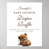Schattige slapen Teddy Bear Luier Raffle Teken Poster (Voorkant)