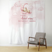 Schattige slapen teddybeer wolk negen roze meisje wandkleed (In situ)