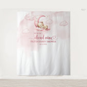 Schattige slapen teddybeer wolk negen roze meisje wandkleed (Voorkant)