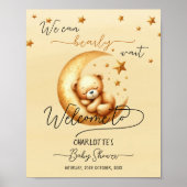 Schattige slapend Beer op Moon Baby shower Welkom Poster (Voorkant)