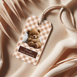 Schattige slapend bruin teddybeer Baby shower Cadeaulabel
