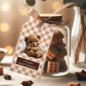 Schattige slapend bruin teddybeer Baby shower Cadeaulabel