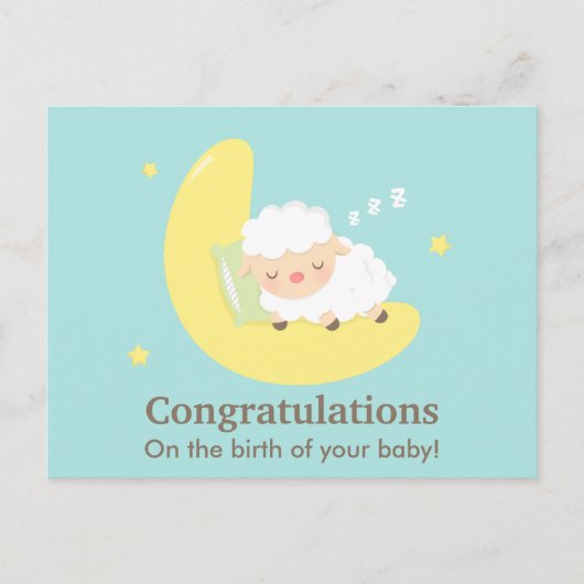 Schattige slapend lam Gefeliciteerd Baby Pasgebore Briefkaart (Voorkant)