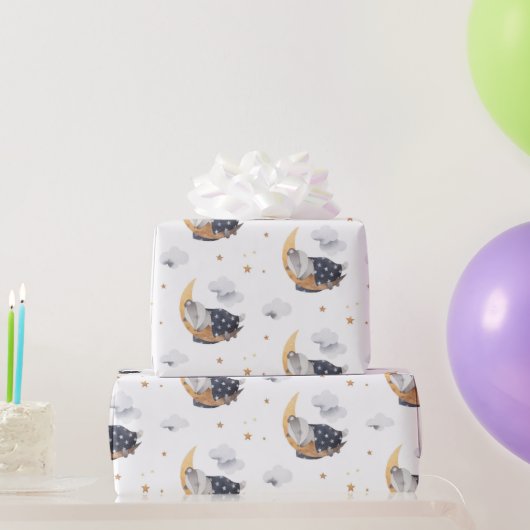 Schattige slapende das op maan kinderen wit cadeaupapier (Feestgeschenken)