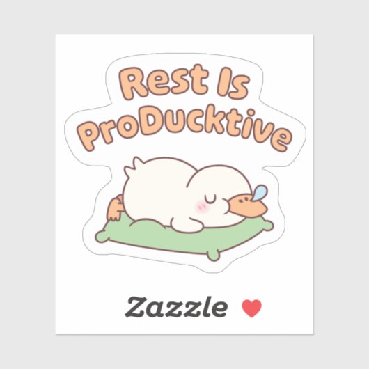Schattige slapende eend Rust is productief Grappig Sticker (Vel)