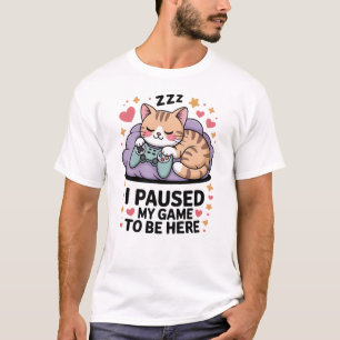 Schattige slapende gamerkat, ik pauzeerde mijn spe t-shirt