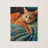 Schattige slapende gemberkat legpuzzel (Verticaal)