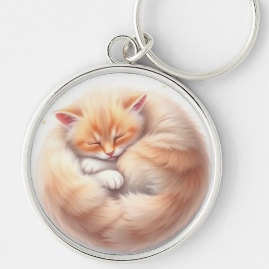 schattige slapende kat sleutelhanger (Voorkant)