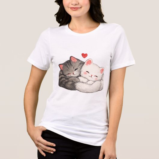 Schattige slapende katten Tri-Blend shirt (Voorkant)