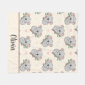 Schattige slapende koala met eucalyptuspatroon fleece deken (Voorkant (Horizontaal))