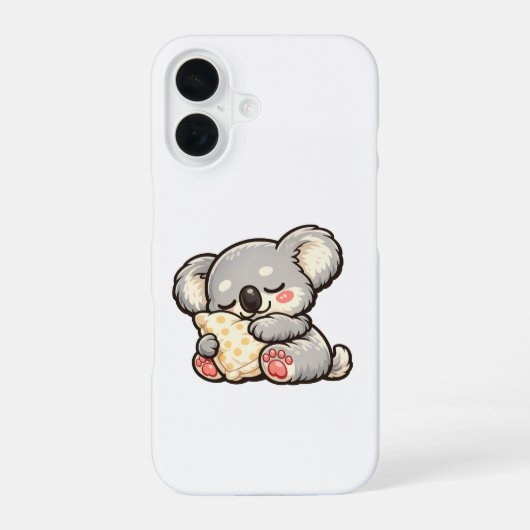 Schattige slapende koala met kussen iPhone 16 hoesje (Achterkant)