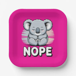 Schattige slapende koala “Nee” Grappige Cartoon Papieren Bordje