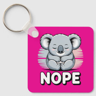 Schattige slapende koala “Nee” Grappige Cartoon Sleutelhanger