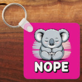 Schattige slapende koala “Nee” Grappige Cartoon Sleutelhanger (Voorkant)