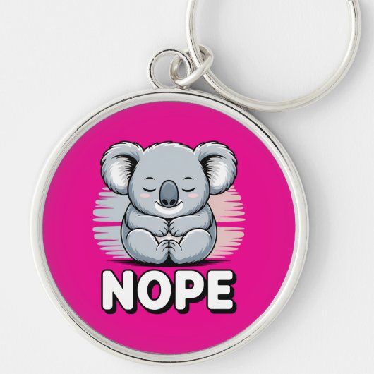 Schattige slapende koala “Nee” Grappige cartoon Sleutelhanger (Voorkant)