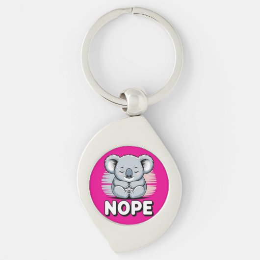 Schattige slapende koala “Nee” grappige cartoon Sleutelhanger (Voorkant)