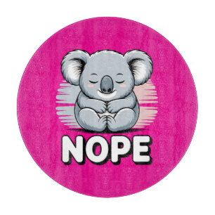Schattige slapende koala “Nee” Grappige Cartoon Snijplank