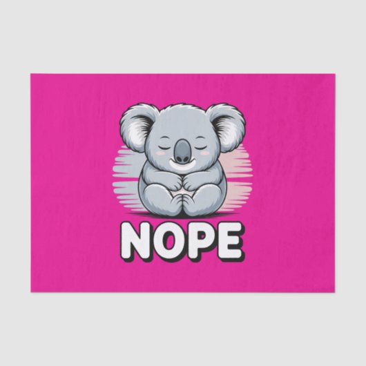 Schattige slapende koala “Nee” Grappige cartoon Tissuepapier (Voorkant)
